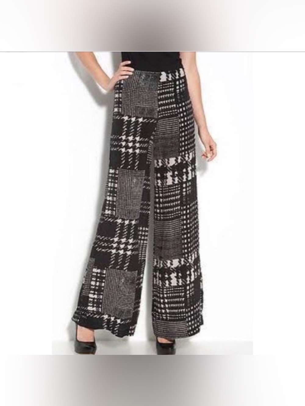 $285 Vintage Winter Kate Silk Wide Leg Pants Culottes High Rise S Tall Palazzo